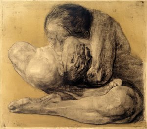 死んだ子供を持つ女性、ケーテ・コルヴィッツ- 1903 作： Käthe Kollwitz