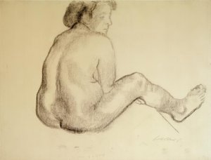 KätheKollwitz、座っている女性の背中が右に振る舞う