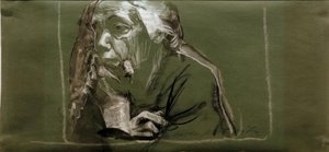 あごに手で左に自画像 作： Käthe Kollwitz