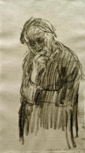 彼女の右手で頭を立っている女性 作： Käthe Kollwitz