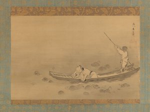 17世紀半ばの周茂樹蓮を愛でる。 作： Kaiho Yusetsu