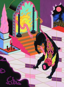エスケープ、2021年（パネルにアクリル） 作： Kam Tsz