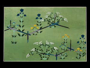 秋の花、生地の検討 作： Kamisaka Sekka