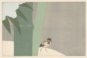 雪の中の竹、1909年（版画） 作： Kamisaka Sekka