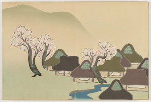 百世草（ももよぐさ）：春の農村（はるでんか） 作： Kamisaka Sekka