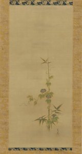 朝顔と竹のセット 江戸時代 17世紀半ば～18世紀初頭 作： Kanô Yôboku Tsunenobu