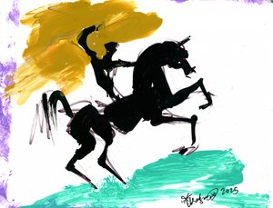 跳ね上がる馬