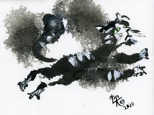 跳ねるインクの猫 作： Kanat Ibragimov