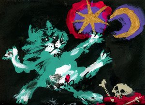 神秘の緑の猫の飛行