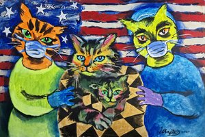 愛国心のあふれる仮面の猫たち