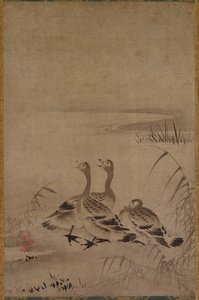 ワイルド ガチョウ、1500 年代初頭。 作： Kano Chokichi