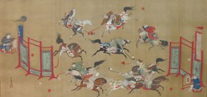 18世紀初頭、ポロをするタタール人。 作： Kano Eisen