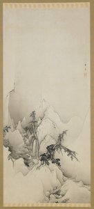 冬の風景：渓谷、江戸時代、1883年（紙にインク） 作： Kano Hogai