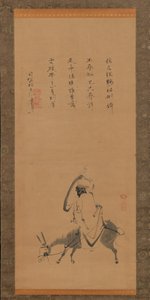 ロバに乗った中国の詩人パン・ラング、17世紀。 作： Kano Koya