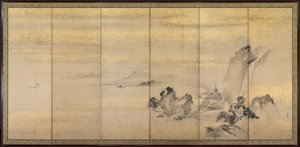 夏と冬の風景 (ペアの 1 つ) 作： Kano Naonobu