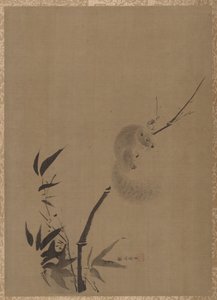 竹のリス、カリフォルニア州。 1650年。 作： Kanō Tan’yū