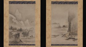 暁・湘江八景より二景 16世紀初頭 作： Kantei