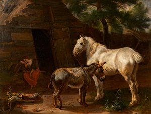 Sleeping Farm Girl (öljy paneelissa) 作： Karel (attr.to) Dujardin