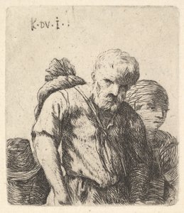 ひげを生やした男性は、右肩甲骨、側腹、... 1641-78。 作： Karel Du Jardin