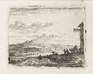 旅館の近くの馬車のあるイタリアの風景 小さな風景（シリーズタイトル） 作： Karel Du Jardin