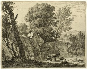 2頭のロバを連れたパッカー 作： Karel Dujardin
