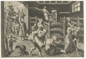 桑の葉を集めて蚕に餌をやる ヨーロッパの蚕と絹生産の紹介（連載タイトル） Vermis Sericus (オブジェクトのシリーズ タイトル) 作： Karel van Mallery