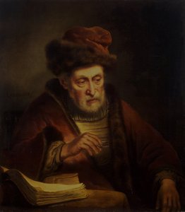 眼鏡のペアを保持している老人 作： Karel van der Pluym