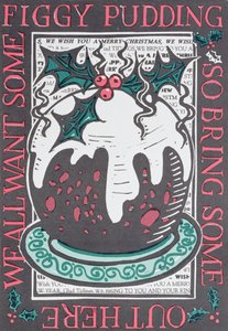 Figgy Pudding、1998（紙にリノカット）