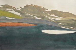 雪山の湖の眺め 作： Karin Bos