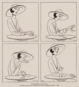 コカインを服用する女性（リトグラフ） 作： Karl Arnold