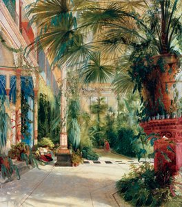 "Serre a palmiers" (ヤシの家の内部) Peinture de Carl Blechen (1798-1840) 油彩・紙 1832-1833 Dim 64x56 cm Staatliche Museen, Berlin 作： Carl Blechen