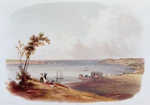 サラテン（カラーリソ）が刻まれた、スタテンアイランドのニューヨーク湾への入り口 作： Karl Bodmer