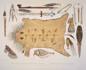 A. Zschokke und J. Hurlimanによって彫刻されたインドの道具と腕、1840年に公開（アクアチント） 作： Karl Bodmer