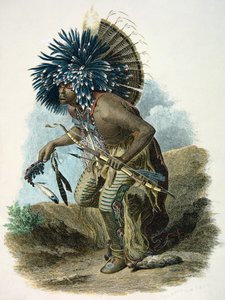 ドッグダンスの衣装を着たマンダン族のメディスンマン 作： Karl Bodmer