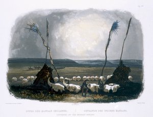 マンダンインディアンの供物、シギスモンドヒメリー（1801-72）1843（アクアチント）によって刻まれた「北米の内部の旅」のボリューム1のプレート14