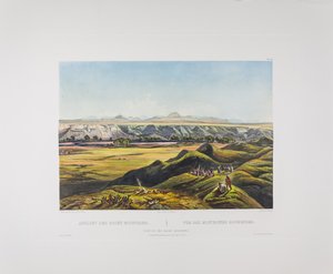 タブロー44ロッキー山脈の眺め、ボドマーのアメリカ、1836-43年頃（紙に銅版画） 作： Karl Bodmer