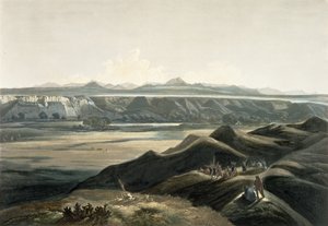 ロッキー山脈の眺め、「北アメリカの内部の旅」のボリューム2のプレート44、Sigismond Himely（1801-72）1844（aquatint）によって彫刻 作： Karl Bodmer