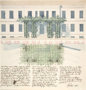 建物のファサードの立面図と平面図、1840 年。 作： Karl Friedrich Schinkel