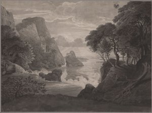 城のある岩の多い海岸風景 作： カール・フリードリッヒ・シンケル