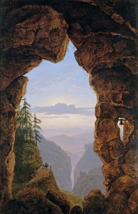 岩の中の門 - カール・フリードリッヒ・シンケル（1781-1841）。油彩・キャンバス 作： Karl Friedrich Schinkel