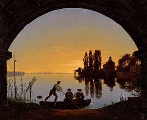 Les rivages de la Spree pres de Stralau ストララウ近くのシュプレー川の岸辺 - Karl Friedrich Schinkel (1781-1841).油彩・キャンバス 作： Karl Friedrich Schinkel