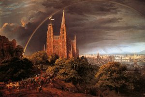 カール・フリードリッヒ・シンケル（1781-1841）の「川岸の中世都市
