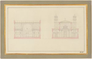 ベルリンの大聖堂の交差点と西端のセクション 作： Karl Friedrich Schinkel