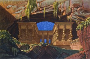 Sarastro High Priestが "Die Zauberflote"を司会するイシス神殿とオシリス神殿 作： Karl Friedrich Schinkel