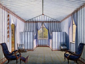 シャルロッテンホーフ宮殿のテント部屋、1830年以降、カール・フリードリヒ・シンケル（1781-1841）の水彩画 作： Karl Friedrich Schinkel