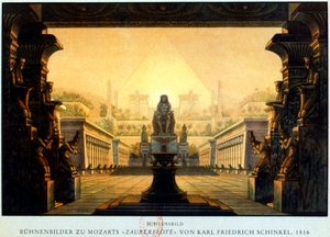 ザラストロが大祭司だったイシスとオシリスの神殿の中庭、c1816 作： Karl Friedrich Schinkel