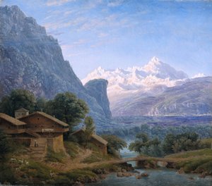 モンブランの眺め - カール・フリードリッヒ・シンケル（1781-1841）。油彩・キャンバス 作： Karl Friedrich Schinkel
