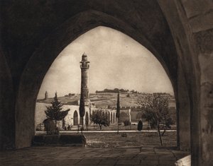 エルサレム、神殿の場所から見たオリーブ山の眺め (白黒写真) 作： Karl Grober