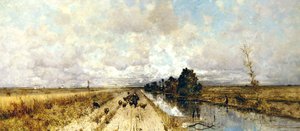 Road by Canal（油彩・キャンバス） 作： Karl Heffner