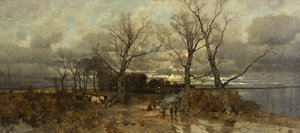 オランダの風景」1885-90年頃（油彩・キャンバス 作： Karl Heffner